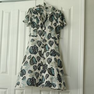 NAIF Monstera Leaf Midi Dress - Black and Green